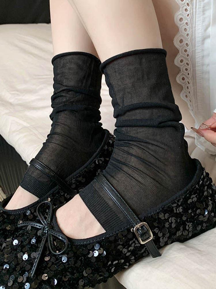 Popular Foot-Stepping Calf Socks Cover Women'S Summer Thin Crimped White Stacking Socks Ballet Sunscreen Half-Sole Leg Cover