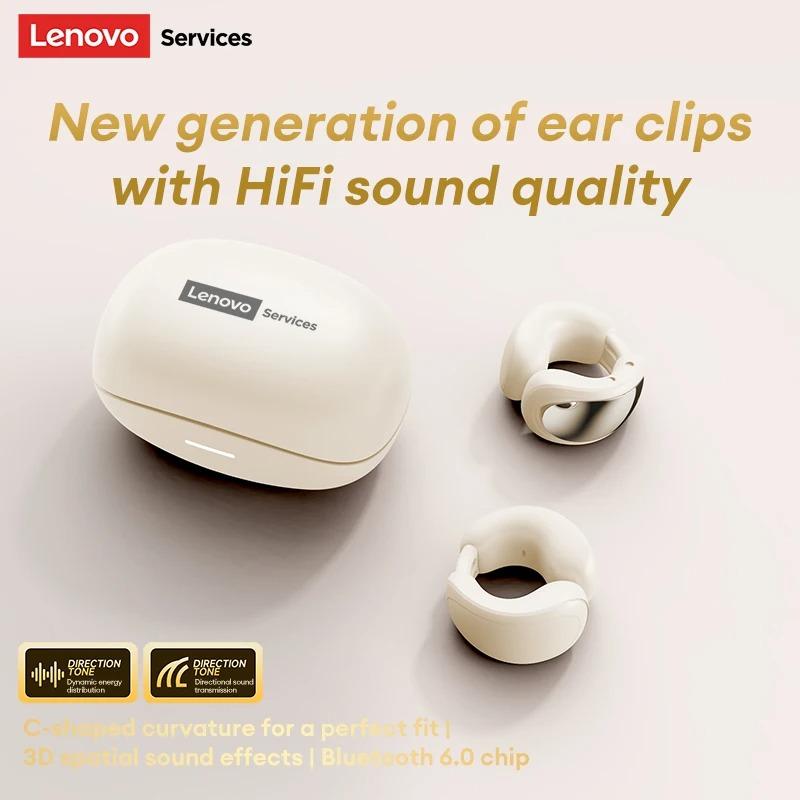 Originální bezdrátová sluchátka Lenovo RS121 OWS otevřeného typu, s klipem na ucho, Bluetooth sluchátka, HiFi zvuk, pro sport a hry, s nízkou latencí, s mikrofonem, Nové