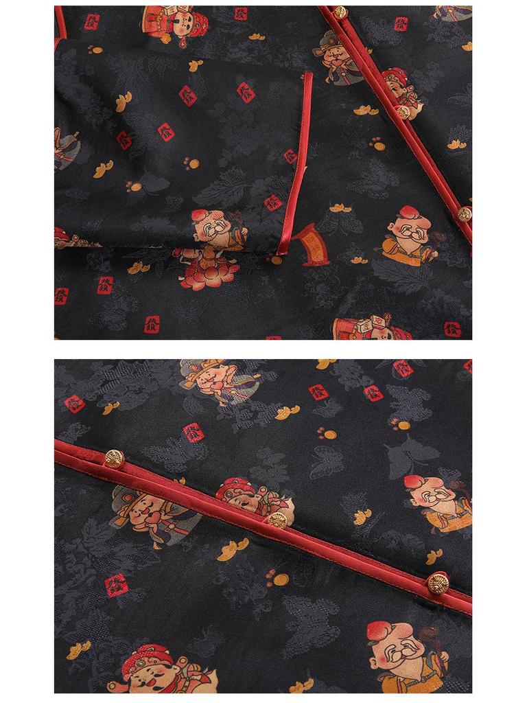 2025 Reversible Chinese Style Women's Silk Jacquard Jacket: Versatile Spring & Autumn Retro Top