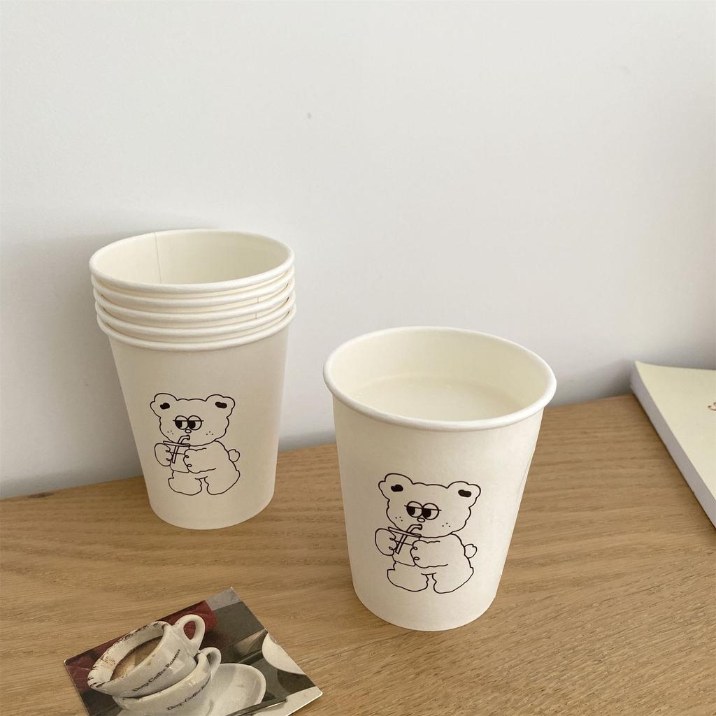Bear-shaped Paper Cups, Minimalist Coffee Cups, Water Cups, Household Use, Thickened Version, Office Use, Disposable Tea Cups