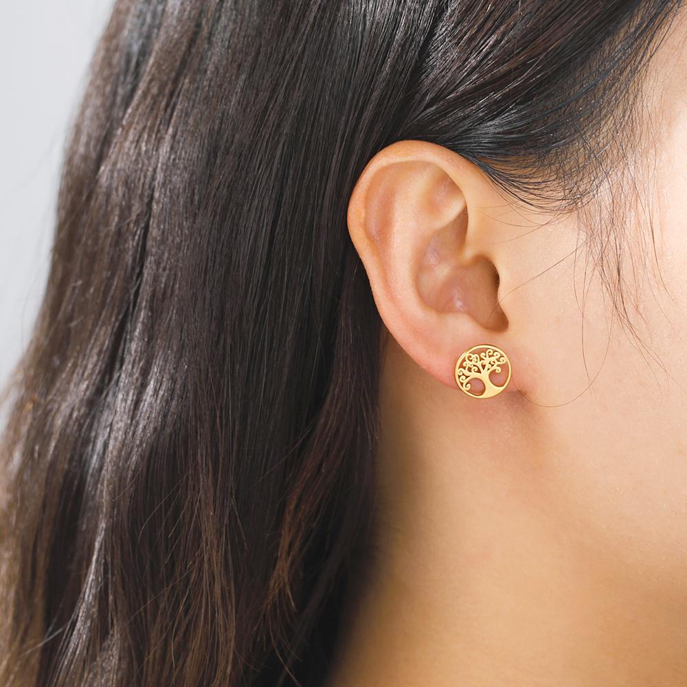 Dawapara Cirkel Levensboom Oorbellen Clear Zirconium Ronde Oorbellen Roestvrij Staal Ierse Sieraden Vriendschapscadeau