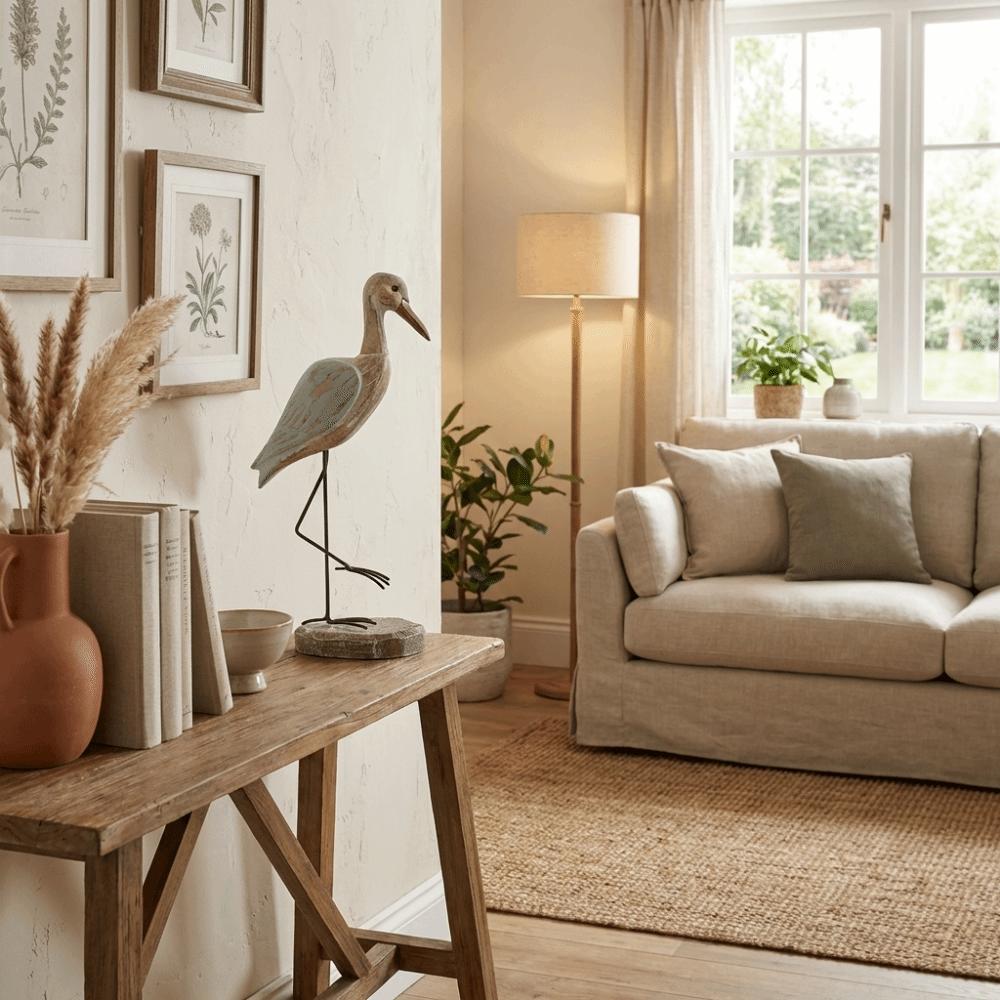 Vintage Sea Bird Figurine Handcrafted Nautical Statue Long-legged Bird Ornament  Office Desktop