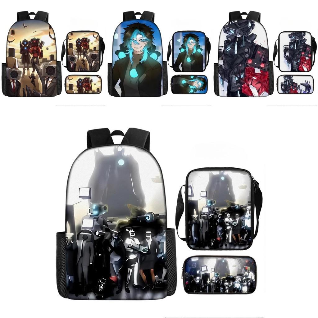 Skibidi Cartoon Toilet Printed Backpack Child Schoolbag Shoulder Bag Pencil Bag