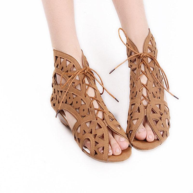 Elegant 2018 New Fashion Roman Hole Flat Sandals For Women In Summer Casual Style