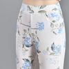 Cuihua Floral Plaid Women's Slimming Pants - 2024 Summer, Trendy, Elastic Waistband, Long Length