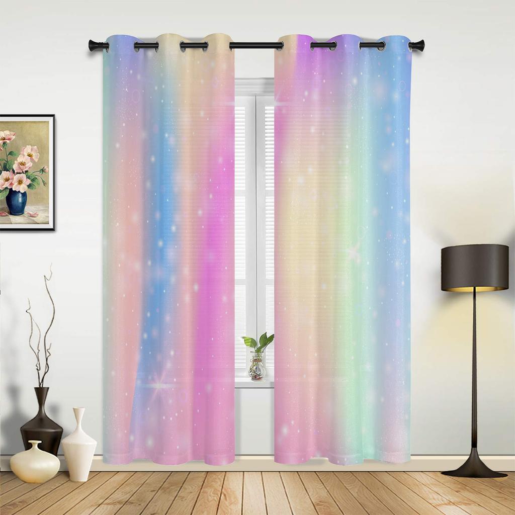 Rainbow Heart Shaped Stripes Colorful Love Curtains for Bedroom Living Room Drapes Kitchen Children Window Curtain Home Decor