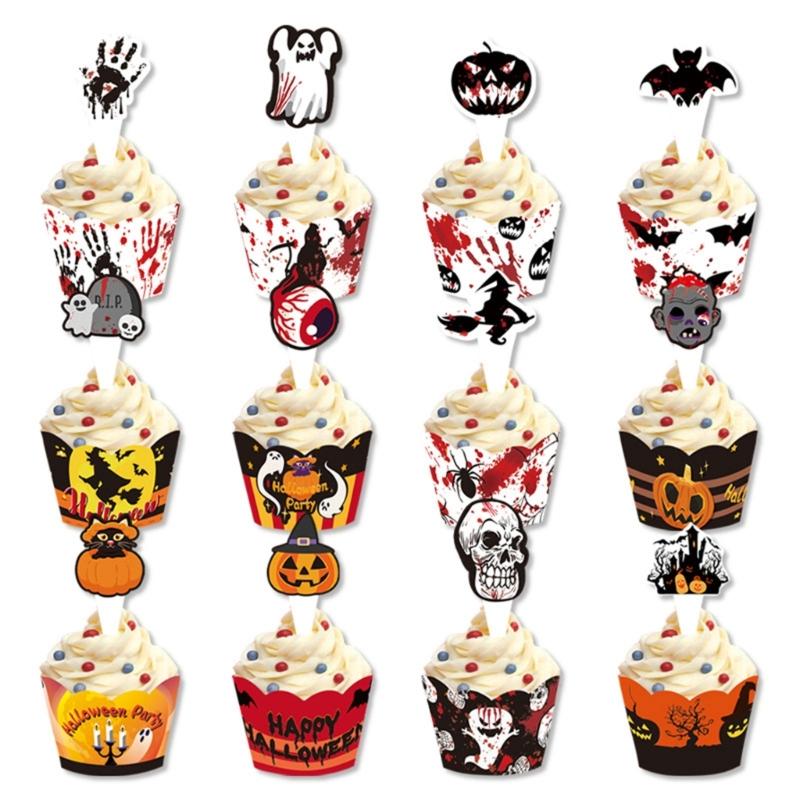 Halloween Cupcake Wraps Cheese Marker for Cheeseplate Appetizers Sandwiches Cupcake Muffin Wraps Party Supplies