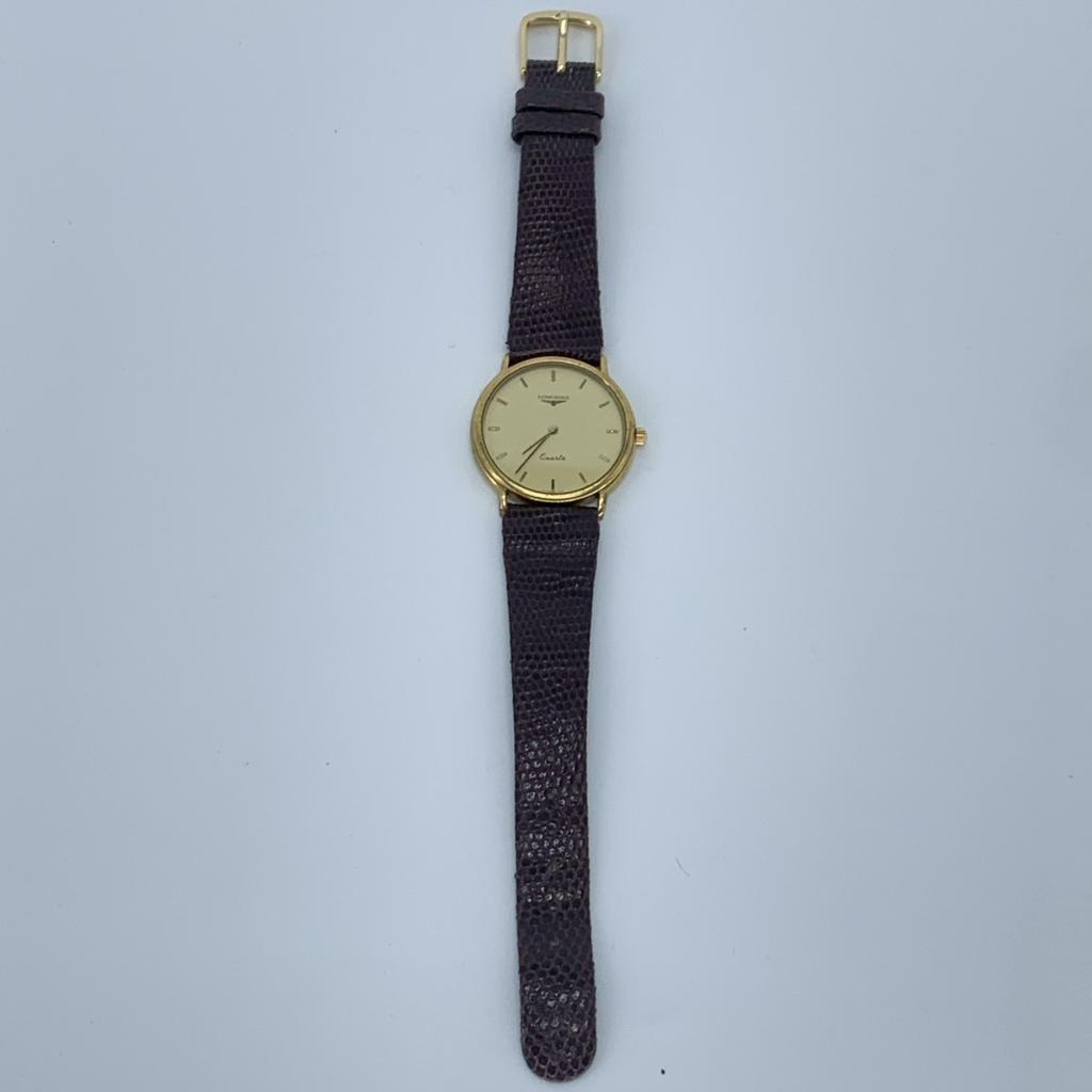 New Batteries Working Good LONGINES Grand Classic L4.637.2 Quartz QZ Battery Powered Men's Watch Champagne Gold Dial Stainless Steel 2-hand Cleaned
