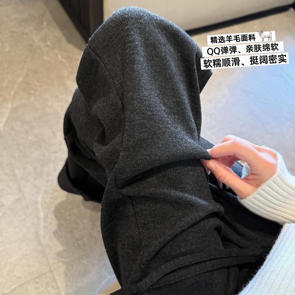 Grey Wool Flared Pants Women's Autumn and Winter New High-waisted Slim-fitting Yoga Pants Slightly Drooping Glutinous Rice Sweatpants