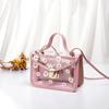 Womens Diagonal Straddle Shoulder Bag Cute Print Small Square Bag Popular Fashion Transparent Crossbody Bag