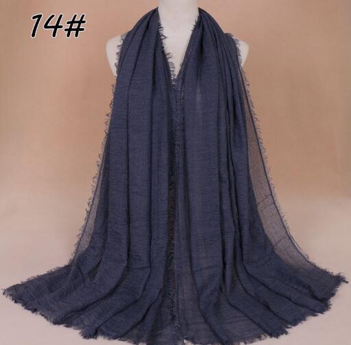 New Ethnic Oversize Muslim Crinkle Hijab Head Scarf Women Solid Bubble Cotton Shawls And Wraps Soft Big Linen Foulard Femme