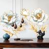 Gold Leaf Flower Wall Sticker Removable Self-Adhesive Background Decor for Bedroom Living Room Home Decoration