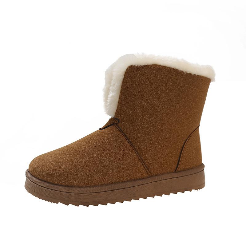 Warm yellow snow boots cotton shoes women's winter new velvet thickened warm snow cotton boots large cotton women's shoes