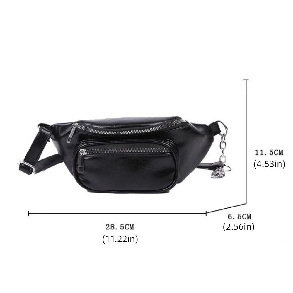 Solid Color PU Chest Bag PU Leather Crossbody Waist Pack Women Chest Crossbody Bag Student