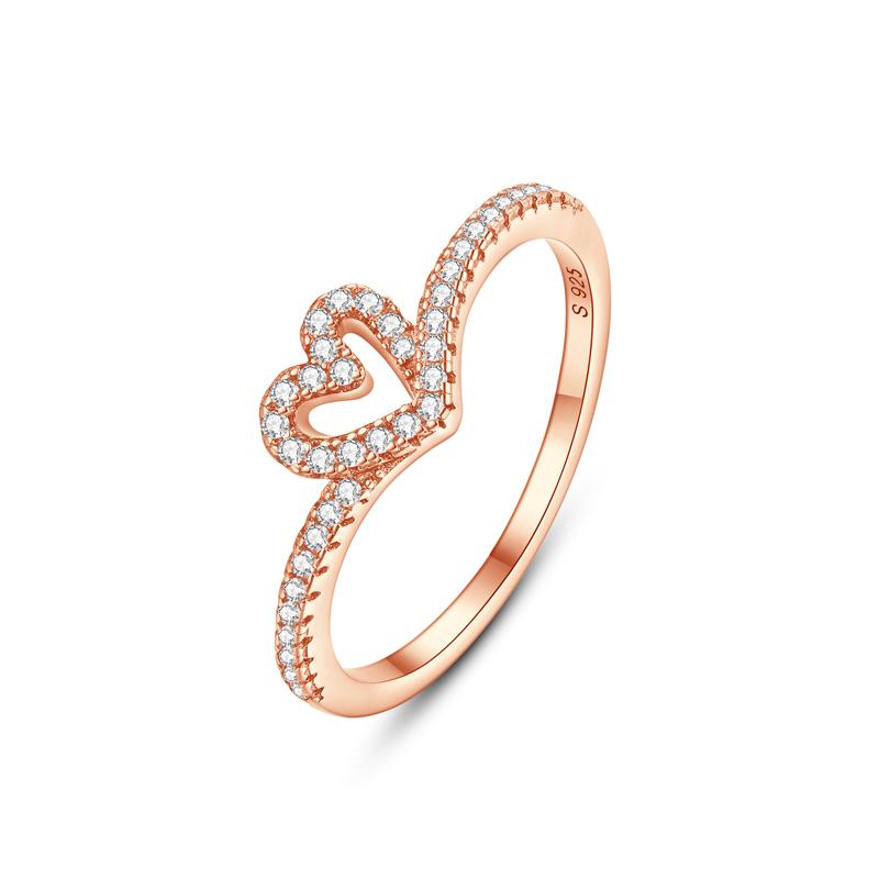 Original 925 Sterling Kupfer Ring Liebesherz Gabelmond Mond Sonne Ringe Kristall Roségold Für Frauen Hochzeitsgeschenk Luxus Zirkon