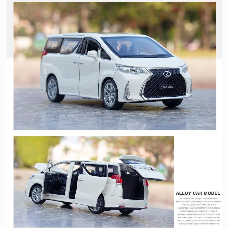 Model auta 1/32 Sběratelské autíčko Lexus LM300 ze slitiny slitiny se světlem a zvukem lze otevřít