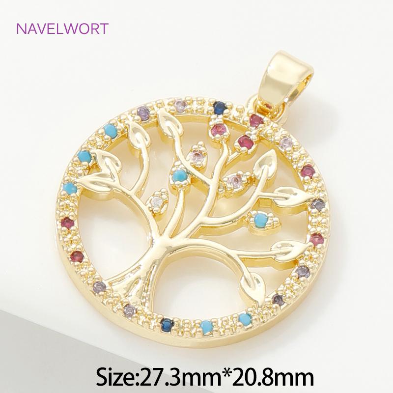 18K Gold Plated Brass Life Tree/Christmas Tree/Snowflake Charm Pendant For Bracelet Necklace Making DIY Jewelry Making Findings 2 pieces
