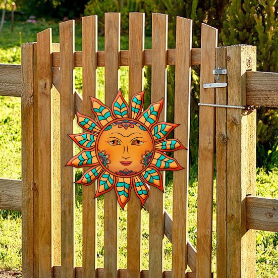 Iron Sun Wall Decor Sun Flower Wall Art Decoration Sun Face Ornament for Home Garden Farmhouse Living Room Bedroom