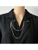 Punk Pendant Double Chain Brooch for Woman and Man Street Fashion Accessories Decoration Hip Hop Suit Jewelry Trendy Accessories