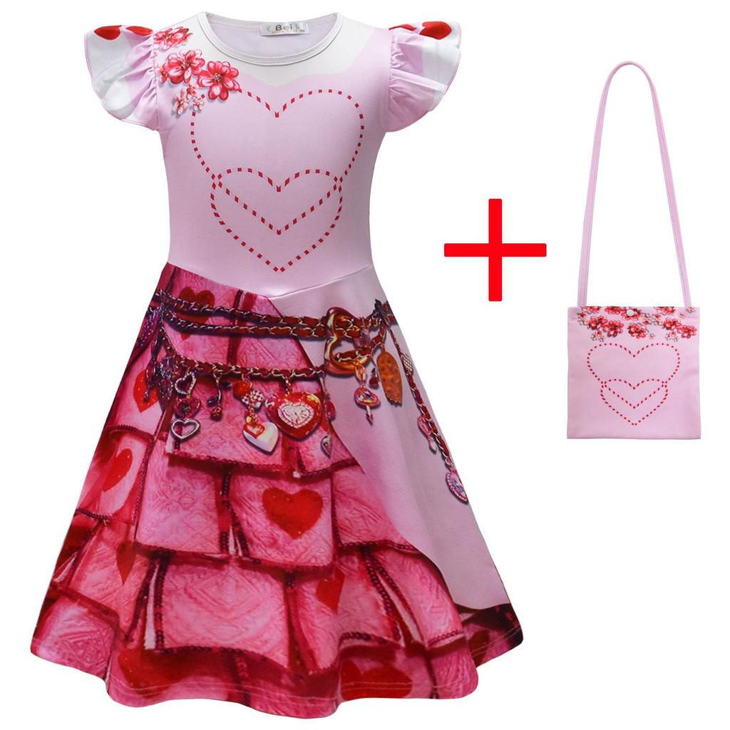 Cartoon Digital Printing Clothing, Middle-Aged And Older Children'S Feifei Sleeve Dress + Pants + Bag