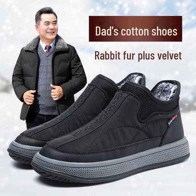 Heren Warme Sneeuwlaarzen met Velvet Voering - Antislip, Katoen, Casual Schoenen voor Middelbare & Oudere Leeftijd