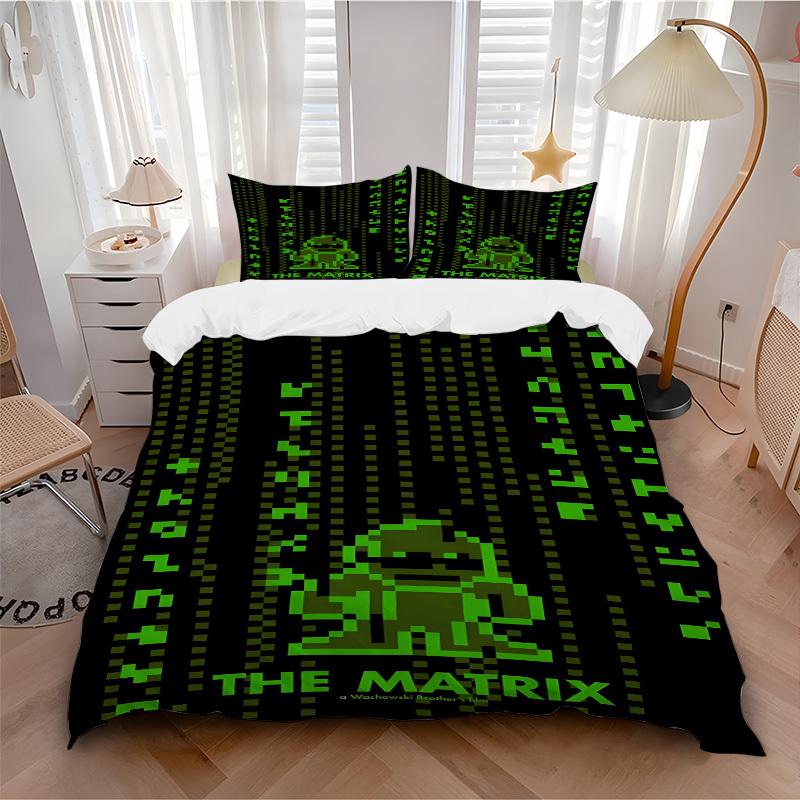 3pcs Matrix Poster Duvet Cover Set (1 Duvet Cover + 2 Pillowcases, No Core) - Comfortable, And Breathable Bedroom Decoration Yy251104048