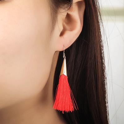 Fashion Personality Handmade Earrings Bohemian National Style Long Paragraph Wild Tassel Earrings