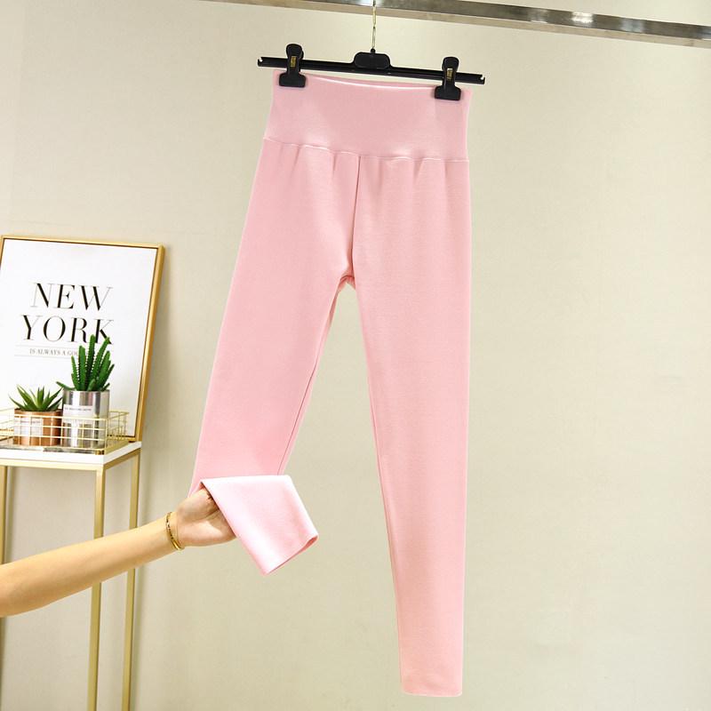 Women's High Waist Seamless Thermal Fleece-Lined Knit Leggings for Winter