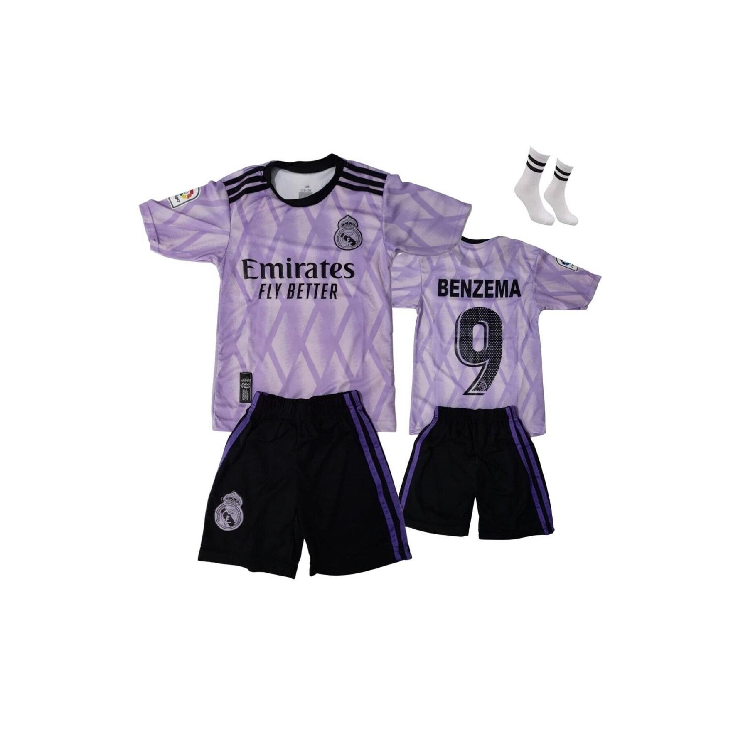 

Фиолетовые детские футбольные майки Real Madrid Benzema из 3 шт.