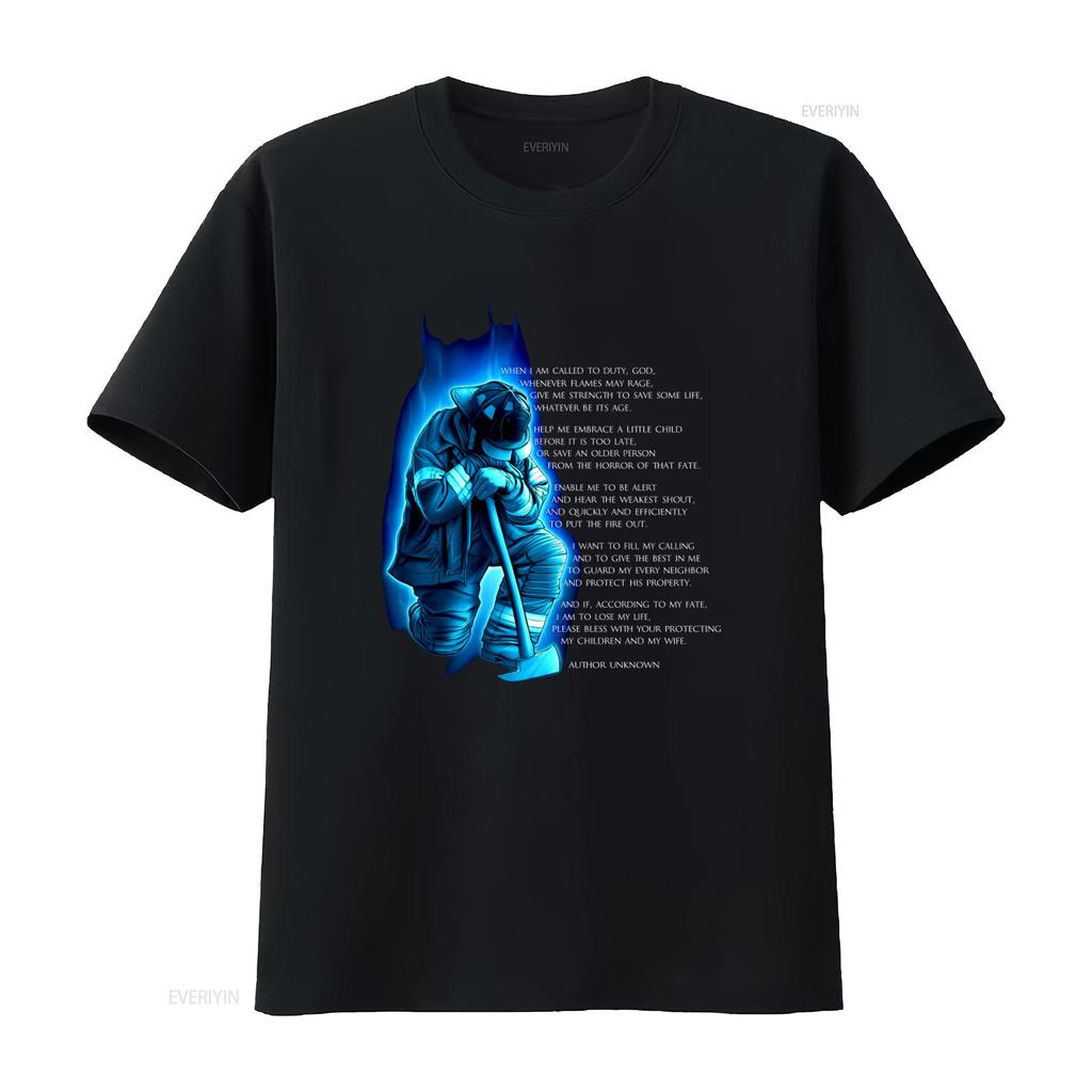 Fire Department Firefighter Poem Oath T Shirt Valor Service Honor Large Size vintage Washed designer clothes Versatile