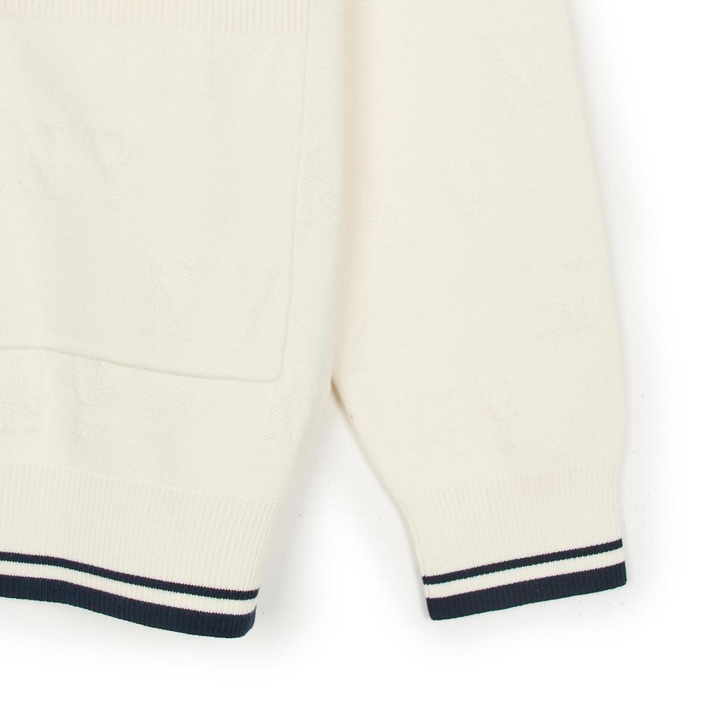 MLB New York Yankees Sports Lifestyle Series Single-Breasted V-Neck Long Sleeve Knit Sweater Unisex sweater Cream 3AKCM0251-50CRS
