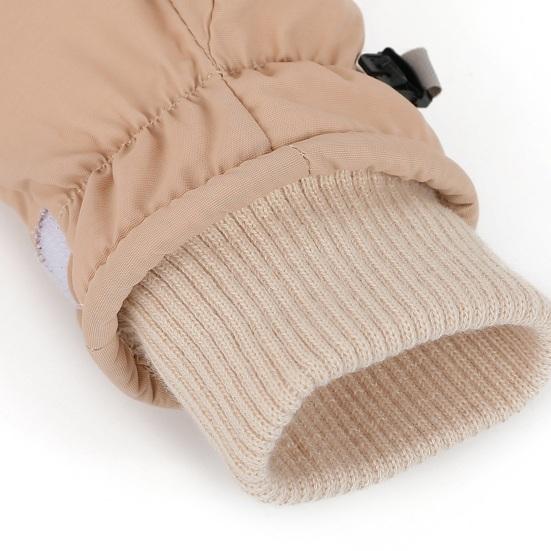 1 Pair Kids Gloves Waterproof Winter Ski Gloves Soft Fleece Lining Windproof Adjustable Strap Solid Color Threaded Gloves