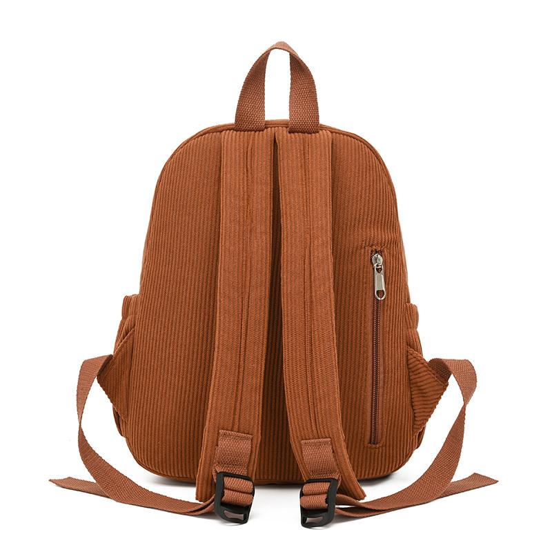 Kordfløyel Skolesekk Dame Ryggsekk Stor Kapasitet Student Reise Ryggsekk