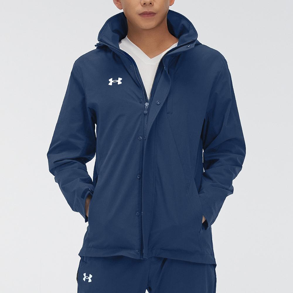 Under Armour Solid Color Logo Sports Training Woven Hooded Jacket Men Jackets Academy-Blue 21600409-408