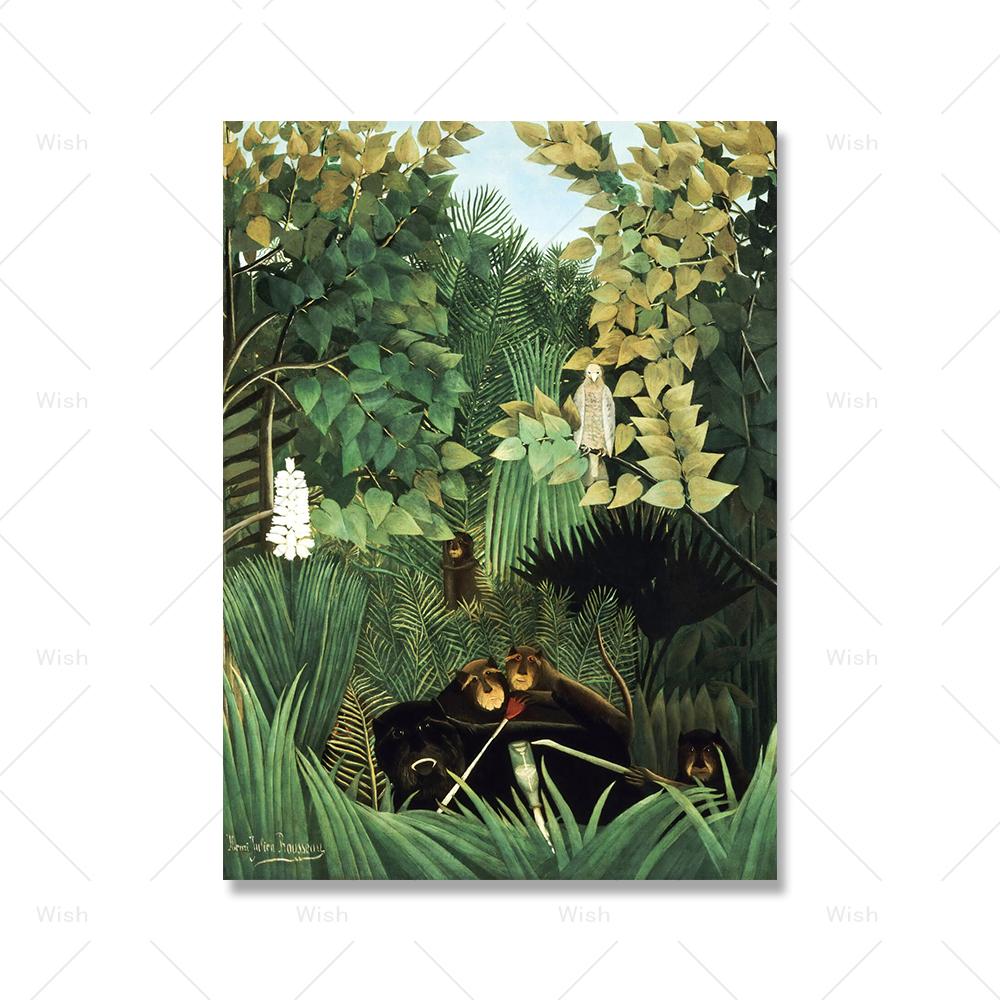 Famous Henri Rousseau Landscape Canvas Painting Modern Forest Posters and Prints Wall Art Picture for Living Room Home Decor