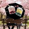 1pc Bubble Tea Pattern Umbrella Design Automatic Opening and Closing Umbrella, High-quality Travel Umbrella,  C1128094