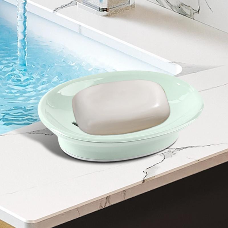 Soap Dish with Drain Spout Integrated Drainage Design Bar Soap Holder Soap Box Soap Case Holder for Bathroom & Kitchen