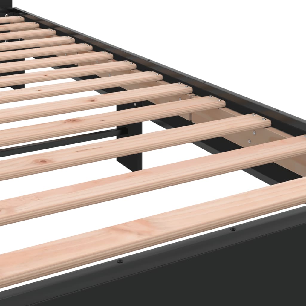 Black Bed Frame 200x200 cm Particleboard and Metal