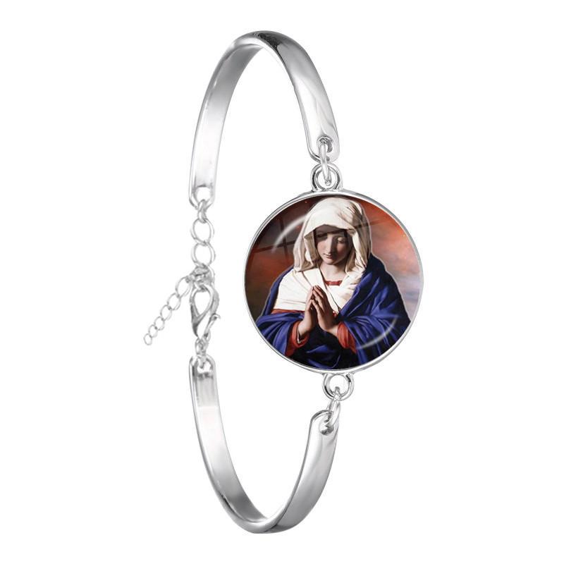 New Fashion Our Lady of Guadalupe Bracelet Virgin Mother Mary Religious Catholic Glass Dome Bangle Madonna Charm Jewelry