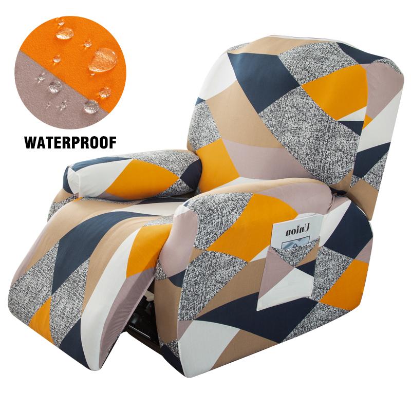 Water-Resistant Recliner Cover With Pockets Single Reclining Slipcover 4-Pieces Recliner Sofa Chair Cover Furniture Protector