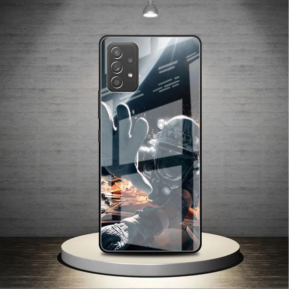 Mode Astronaut süße Glashülle für Samsung Galaxy A52 A71 A50 A51 A70 A21s A31 A72 A10 A12 A30 A22 5G Telefonabdeckung