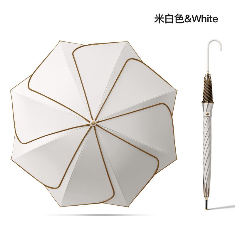 Edge Umbrella Straight Pole Umbrella Modern Simple Creative Solid Color Durable Vinyl Petals Fresh Color Scheme Handle Umbrella