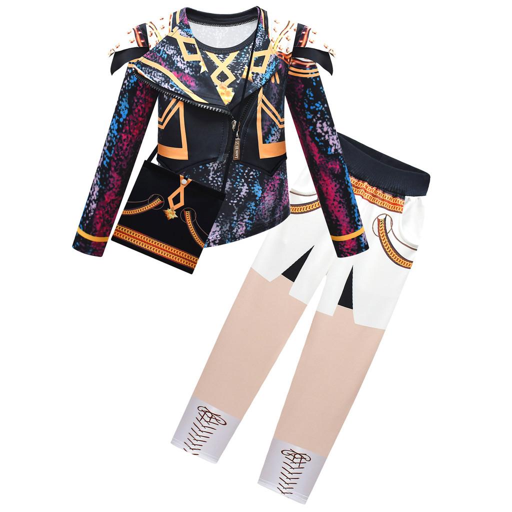 Kids Girls Anime Cartoon POP Singer Super Star Printed Vest Jacket Pants Clothes Set Outfit Halloween Cosplay Costumes