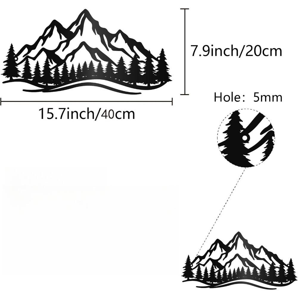 Metal Wall Art Forest Landscape Sculpture Black Hollow Out Home Decor Sign for Living Room Bedroom Indoor Outdoor 40x20cm