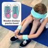 לוח תרגול קשירת שרוכים נעליים מעץ שטוח נעלי סניקרס צעצוע חינוכי לגיל הרך לקשירת שרוכים לילדים התפתחות מוקדמת השחלת שרוכים בנעליים