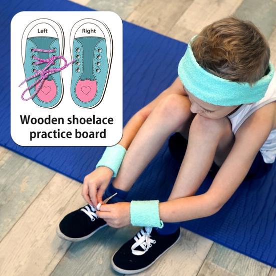 לוח תרגול קשירת שרוכים נעליים מעץ שטוח נעלי סניקרס צעצוע חינוכי לגיל הרך לקשירת שרוכים לילדים התפתחות מוקדמת השחלת שרוכים בנעליים