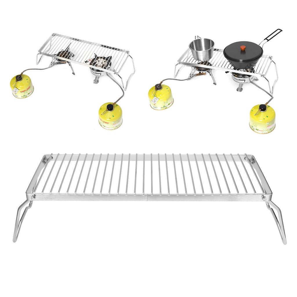 Folding Campfire Grill Portable Stainless Steel Barbeque Cooking Rack Grate Grid