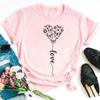New Fashion Women Black T Shirt Friends Gift Flower Love Print Cute Tee Shirt Female Harajuku Tops Woman Short Sleeve T -Shirts