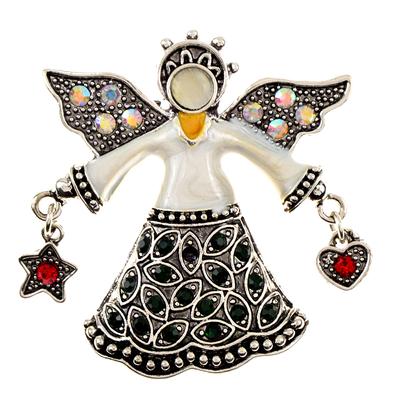 Broșă de înger vintage cu strasuri, bijuterii de opal, în stil retro, pentru femei și bărbați, pin de înaltă calitate