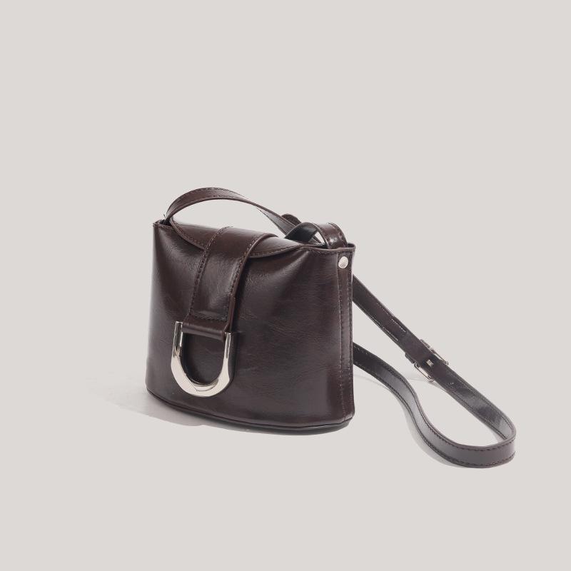 Smuda Genuine Horseshoe Bag Retro Bag Women'S Maillard Shoulder Commuter Messenger Bag